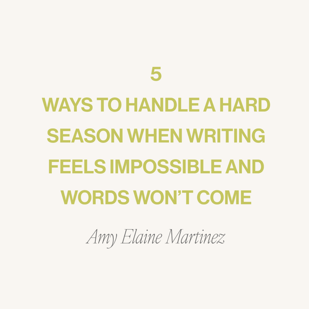 Sometimes, we have days, weeks or long, dry seasons where writing doesn’t come easy. While we can’t make your gift of gab magically flow onto the page, we’ve put together five ways to handle a hard season when writing feels impossible and your words won’t come to help!